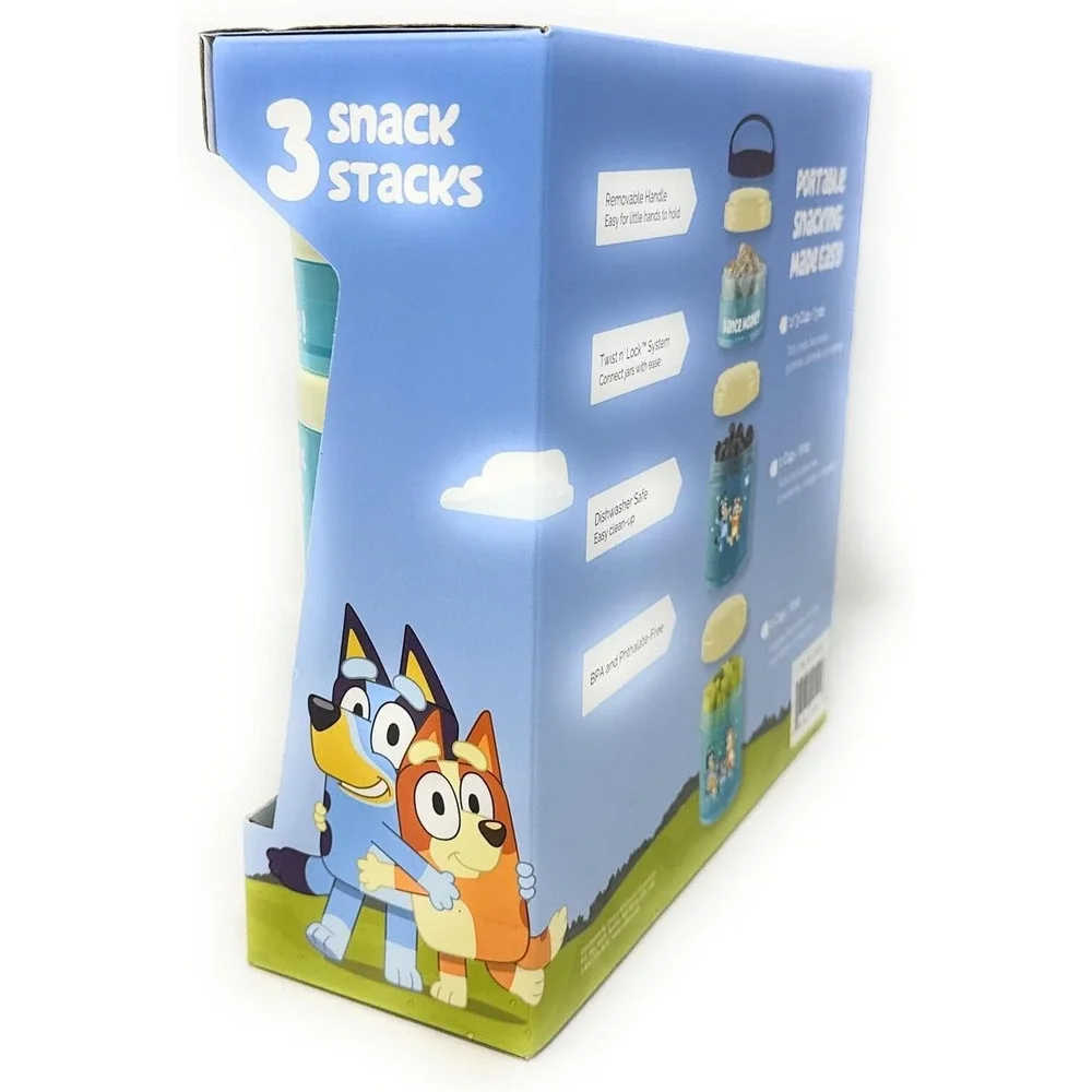 Bluey ~ Whiskware 3 snack‎ Stacks ~ BPA and Phthalate-free Dishwasher Safe